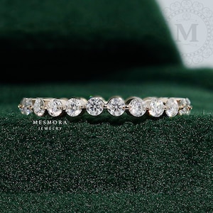 Full Eternity 2 MM Round Lab Grown Wedding Band Minimalist Lab Grown Band Floating Bubble Band Stackable Band Anniversary Gift Band