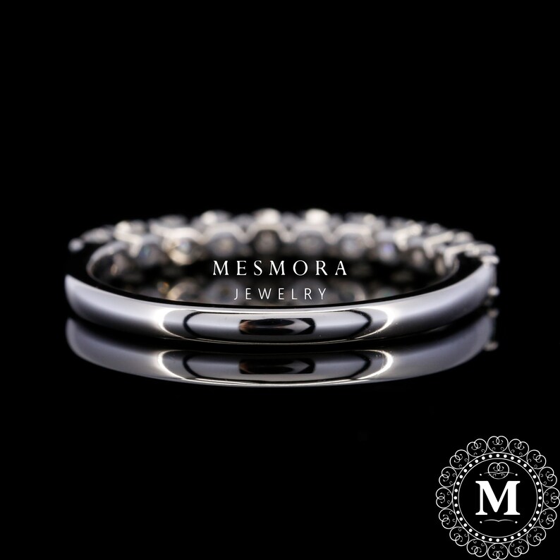 2.5 MM Lab Grown Diamond Classic U Prong Wedding Band 14K Solid White Gold Stacking Band Half Eternity Minimalist Engagement Band For Her