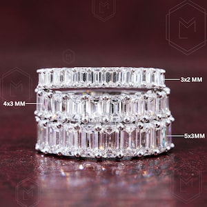 Emerald Cut Lab Grown Diamond Wedding Band Emerald Cut Half Eternity Band Stackable Matching Band Wedding Gifts Anniversary Ring For Women