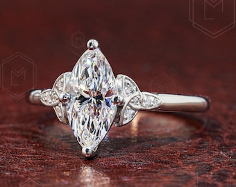 1.00 CT Marquise Cut Lab Grown Diamond Engagement Ring, Minimal Solitaire Ring, Elegant Bridal Ring, Marquise Diamond Ring, Proposal Gift