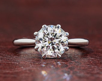 2 CT Round Cut Lab Grown Diamond Engagement Ring, Solitaire Diamond Ring, Minimalist Proposal Ring, Anniversary Gift, IGI Available