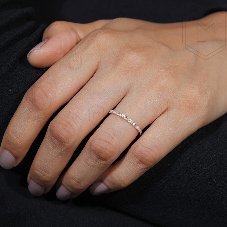 Lab Grown Diamond Eternity Band Diamond Eternity Ring 1.3 MM Stones in Full Eternity Matching Band Stackable Band Anniversary Ring for Her