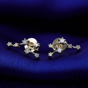 Celestial Zodiac Earrings Taurus Cartilage Lab Grown Diamond Studs Earring Constellation Earrings Helix Earrings Zodiac Astrology Earring