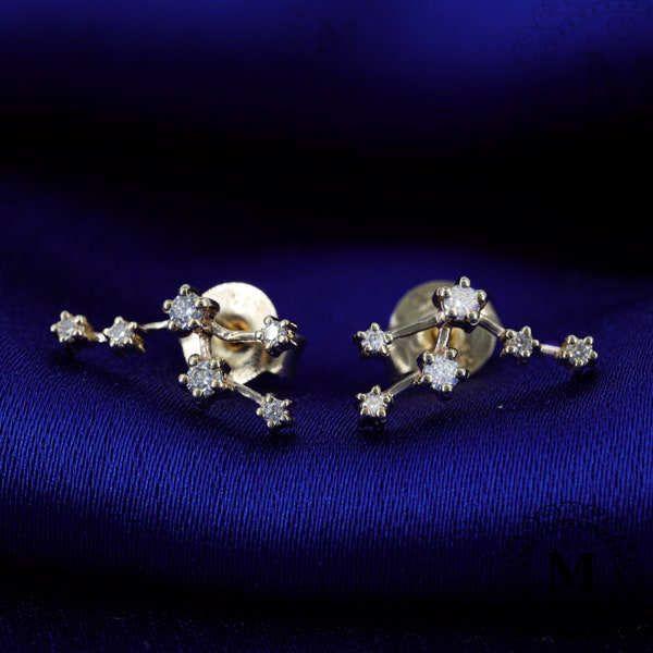 Celestial Zodiac Earrings Taurus Cartilage Lab Grown Diamond Studs Earring Constellation Earrings Helix Earrings Zodiac Astrology Earring