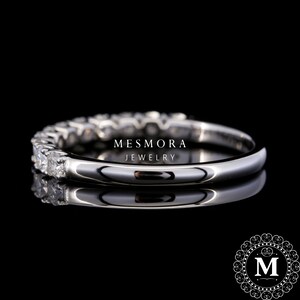 2.5 MM Lab Grown Diamond Classic U Prong Wedding Band 14K Solid White Gold Stacking Band Half Eternity Minimalist Engagement Band For Her