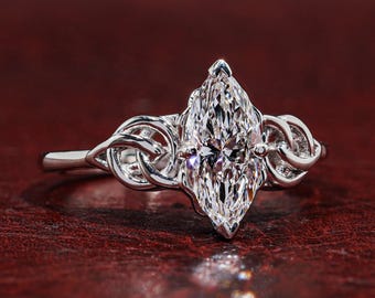 1.00 CT Marquise Cut Lab Grown Diamond Engagement Ring, Minimal Solitaire Diamond Ring, Elongated Marquise Bridal Ring, Proposal Gift