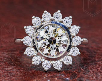 2 CT Round Lab Grown Diamond Engagement Ring, Halo Diamond Ring, Bridal Ring, Anniversary Gift, IGI Available