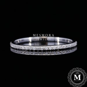Lab Grown Diamond Eternity Band Half Eternity Wedding Band Women 1mm Diamond Eternity Ring in 14K Solid Gold White Gold or Rose Gold