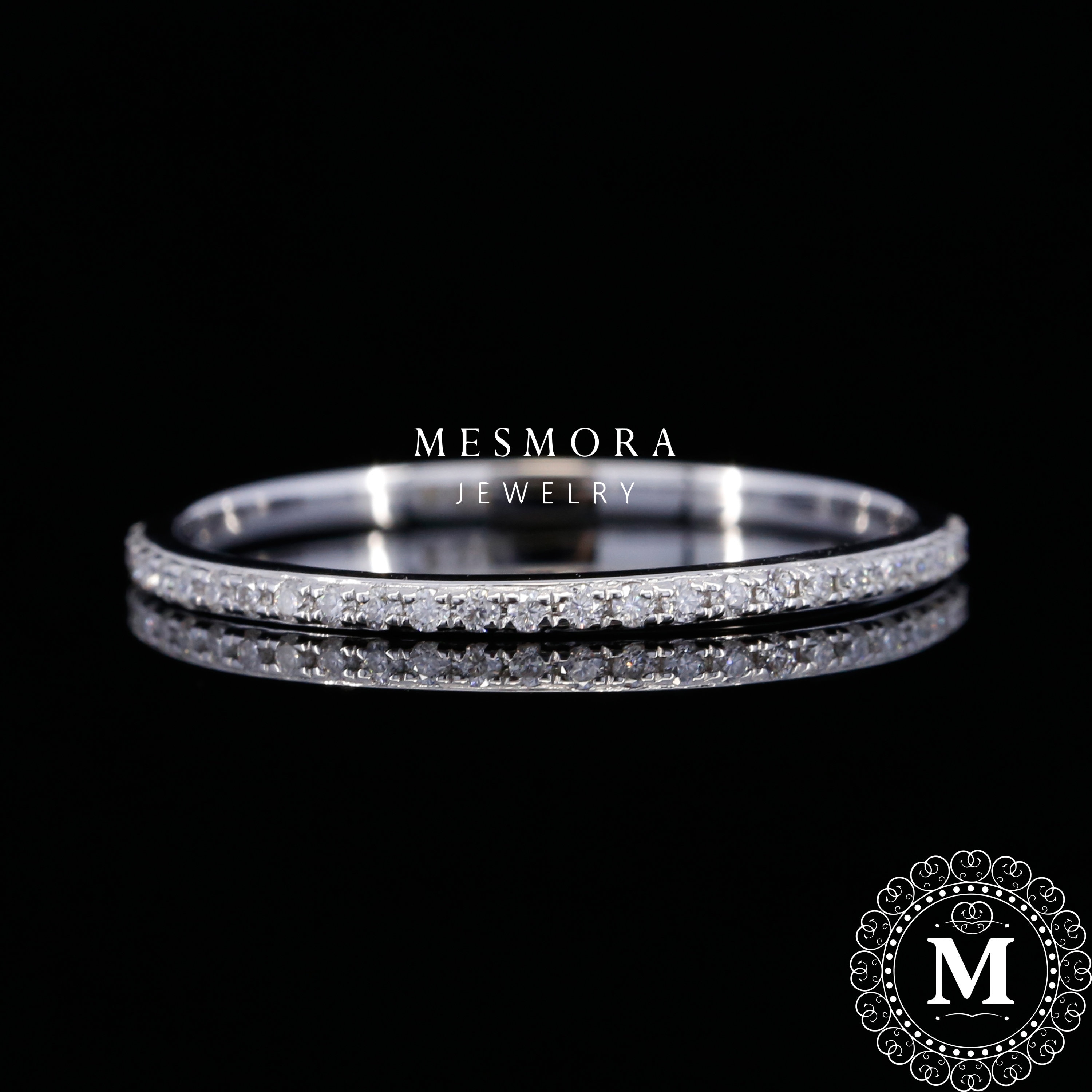 Labor Diamant Eternity Band Halber Eternity Hochzeitsring Damen 1 mm Diamant Eternity Ring in 14K Gold Weissgold oder Rosegold