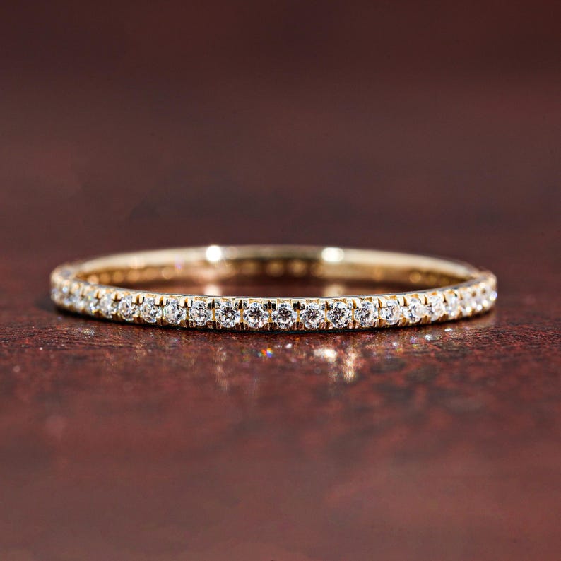 Lab Grown Diamond Eternity Band Diamond Eternity Ring 1.3 MM Stones in Full Eternity Matching Band Stackable Band Anniversary Ring for Her