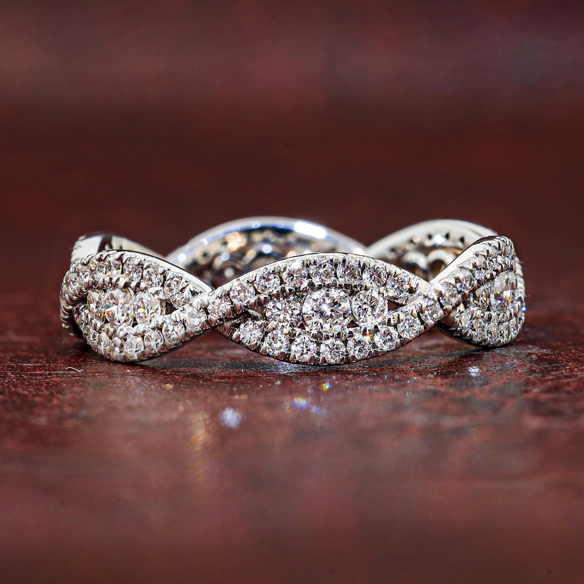Twisted Wedding Band Women Diamond Eternity Band 10K 14K 18K Solid