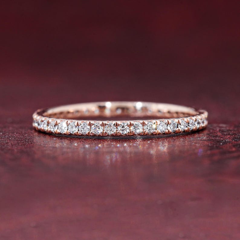 Lab Grown Diamond Eternity Band Diamond Eternity Ring 1.3 MM Stones in Full Eternity Matching Band Stackable Band Anniversary Ring for Her