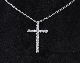 0.75 CT Diamond Cross Necklace 14K Gold Lab Grown Diamond Pendant Unisex Pendant Cross Diamond Pendant Cross Necklaces Gift for Men & Women