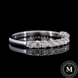 2.5 MM Lab Grown Diamond Classic U Prong Wedding Band 14K Solid White Gold Stacking Band Half Eternity Minimalist Engagement Band For Her