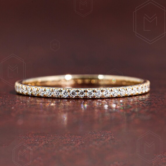 Lab Grown Diamond Eternity Band Diamond Eternity Ring 1.3 MM Stones in Full Eternity Matching Band Stackable Band Anniversary Ring for Her