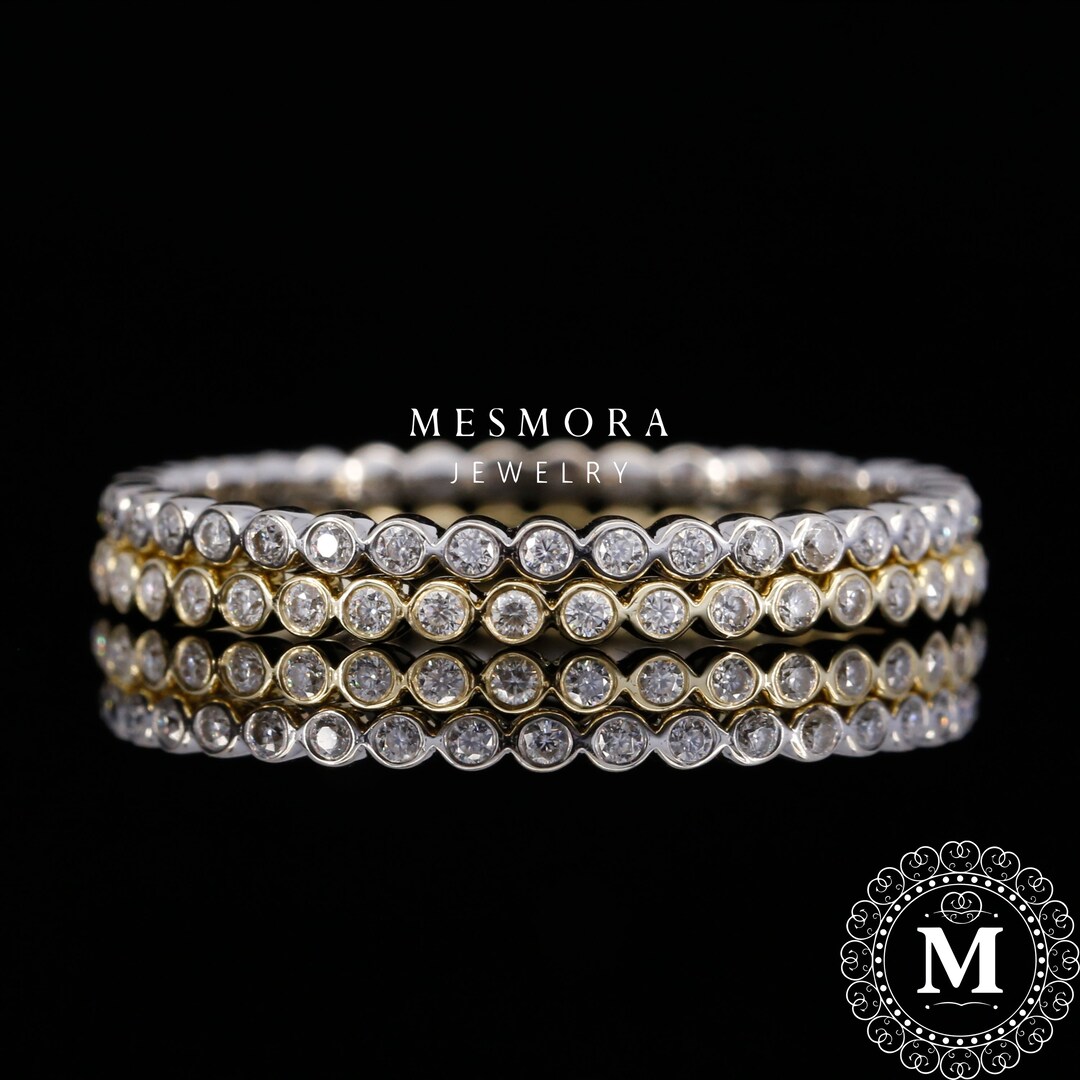 Bezel Set Full Eternity Wedding Band Lab Grown Diamond Band Ring Bezel ...