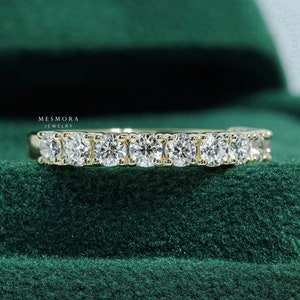 3 MM Round Lab Grown Diamond Band Lab Created Diamond Half Eternity Band Wedding Band Stackable Band Matching Band for Engagement Ring