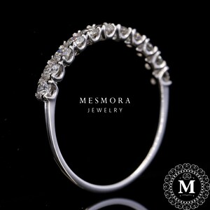 2.5 MM Lab Grown Diamond Classic U Prong Wedding Band 14K Solid White Gold Stacking Band Half Eternity Minimalist Engagement Band For Her