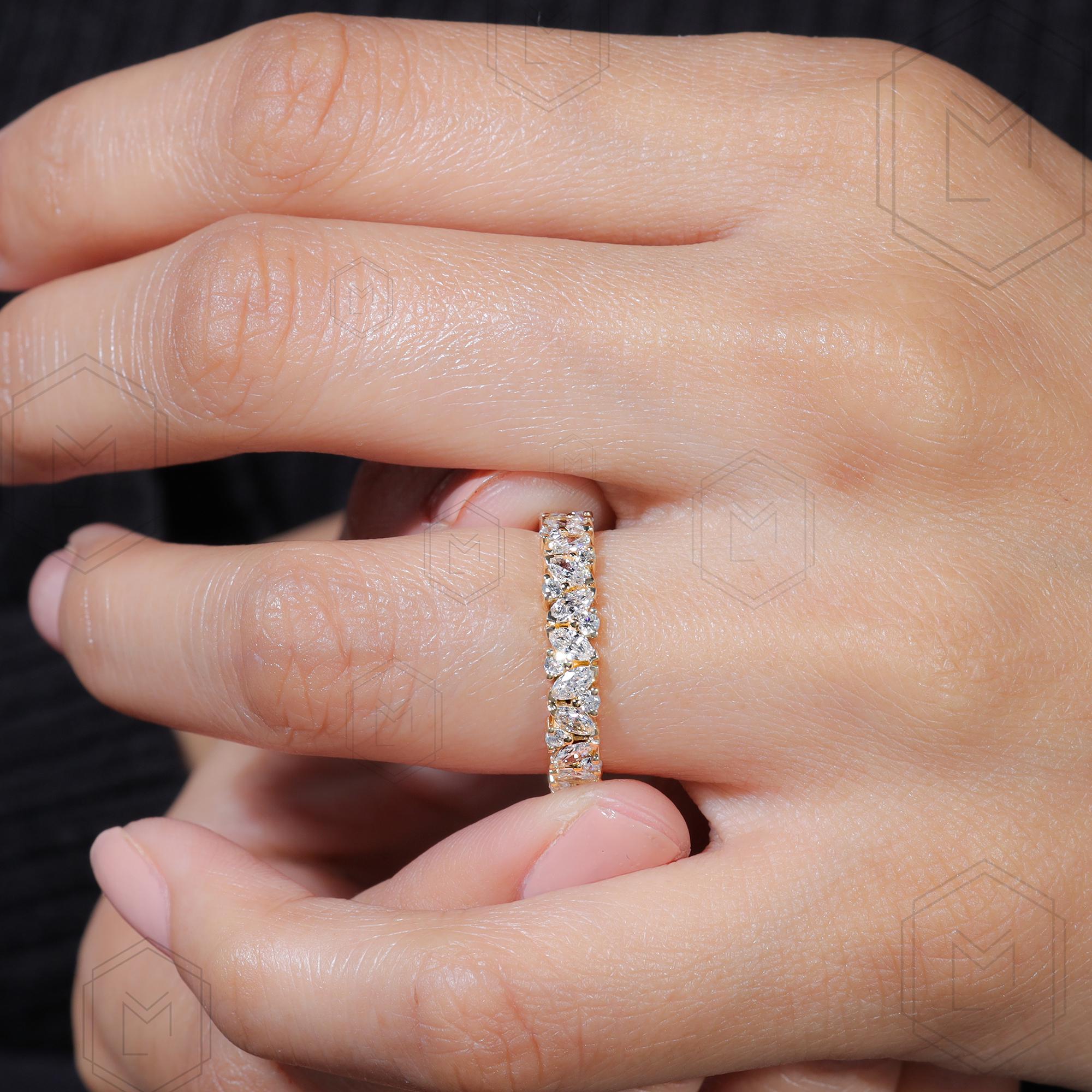 Marquise Cut Lab Grown Diamond Full Eternity Wedding Band Bridal ...