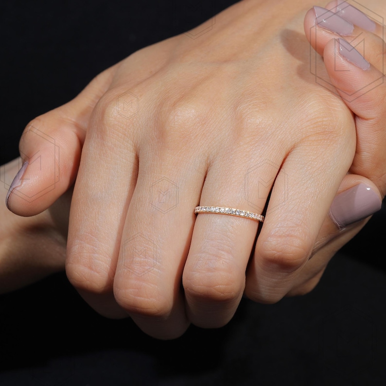 Lab Grown Diamond Eternity Band Diamond Eternity Ring 1.3 MM Stones in Full Eternity Matching Band Stackable Band Anniversary Ring for Her