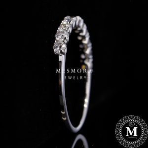 2.5 MM Lab Grown Diamond Classic U Prong Wedding Band 14K Solid White Gold Stacking Band Half Eternity Minimalist Engagement Band For Her