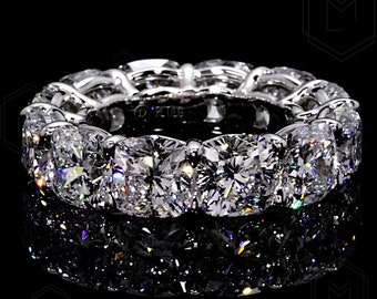 Alianza de boda redonda de 4,5 mm con diamantes creados en laboratorio para mujer, alianza de diamantes de eternidad completa, diamantes cultivados en laboratorio EF/VS, alianza apilable, regalos de aniversario