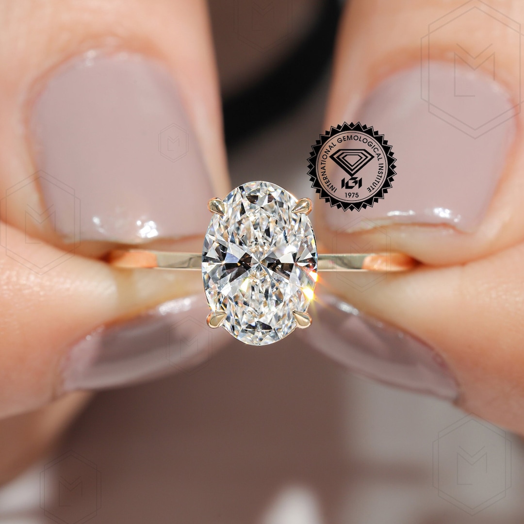 Oval Diamond Engagement Ring CT Oval Lab Grown Diamond Ring