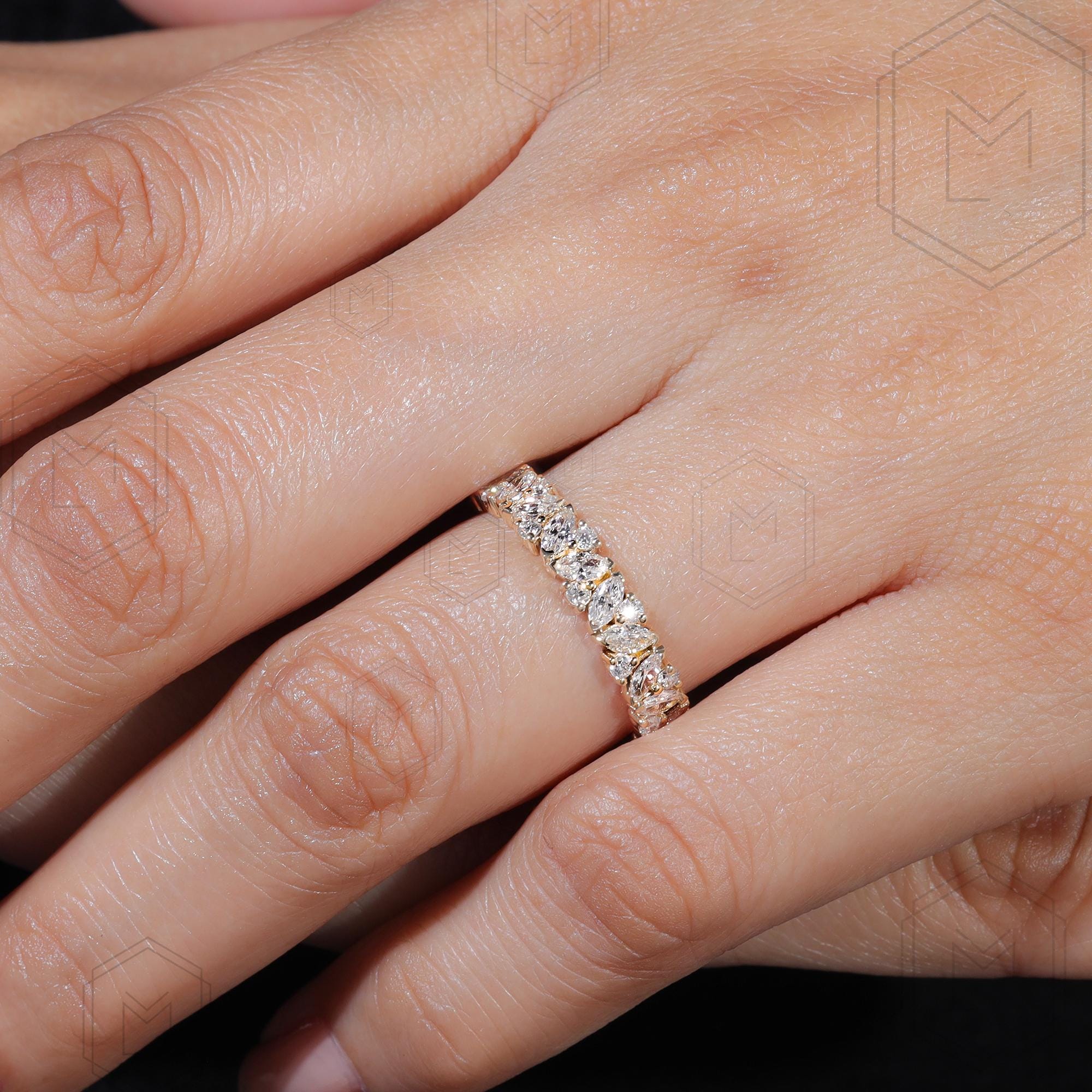 Marquise Cut Lab Grown Diamond Full Eternity Wedding Band Bridal ...
