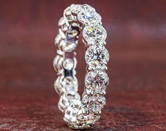 Round Lab Grown Diamond Eternity Ring Engagement Ring Wedding Band Handmade Diamond Ring Anniversary Gift Bridal Jewelry Personalized Ring