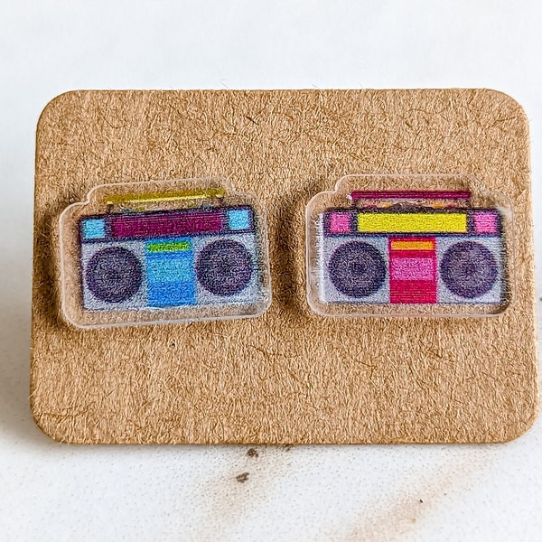 Boom Box Retro Stud Earrings