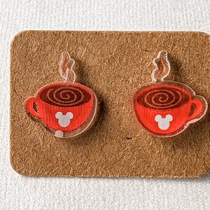 Holiday Coffee Cup with Mouse Stud Earrings