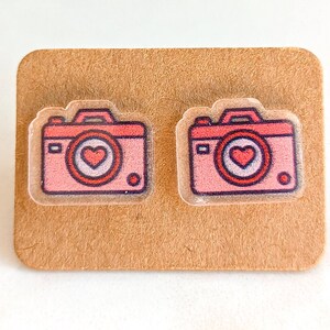 Camera Love Valentine&#39;s Day Stud Earrings