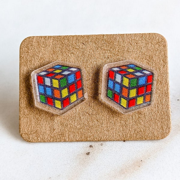 Rubik’s Cube Retro Stud Boucles d’oreilles