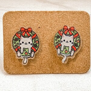 Cat with Wreath - Cute Stud Earrings