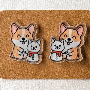 Corgi and Snow Corgi - Cute Stud Earrings