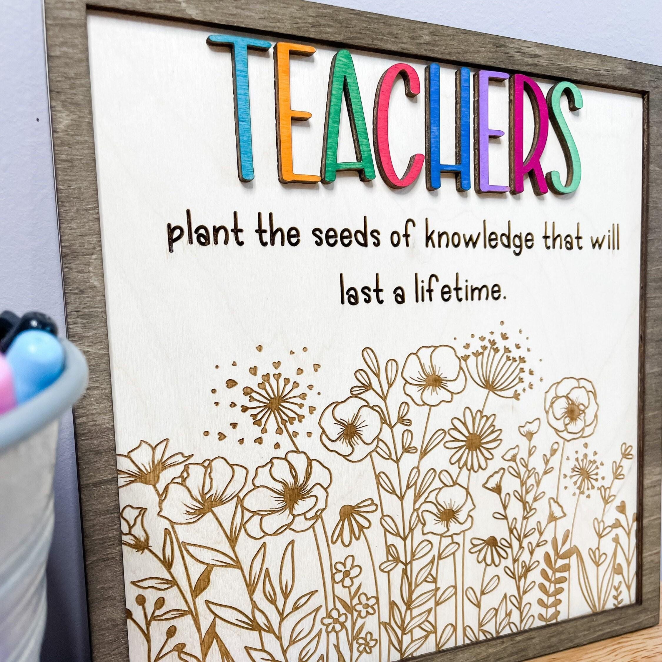 Teacher Appreciation Gift Classroom Decor Boho Style Floral Design Sign ...