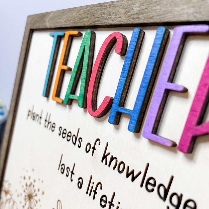 Teacher Appreciation Gift Classroom Decor Boho Style Floral Design Sign ...