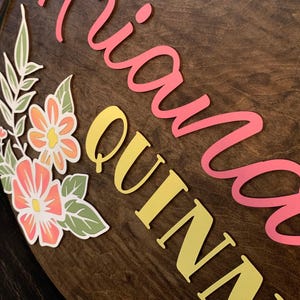 Baby Name Sign Custom Wooden Display Personalized Nursery Gift Handmade Floral Artwork Birch Wood Construction Beautiful Wall Hanging Baby Shower Present Unique Handpainted Design Special Room Decoration Custom Letters Display Thoughtful