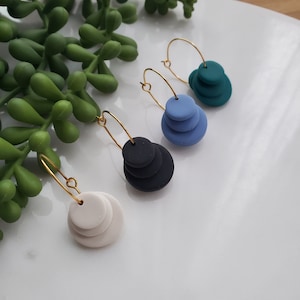 Midi Hoop Earrings - Handmade Polymer Clay Geometric Jewelry, 18k Gold-Filled, Minimalist Gift For Her