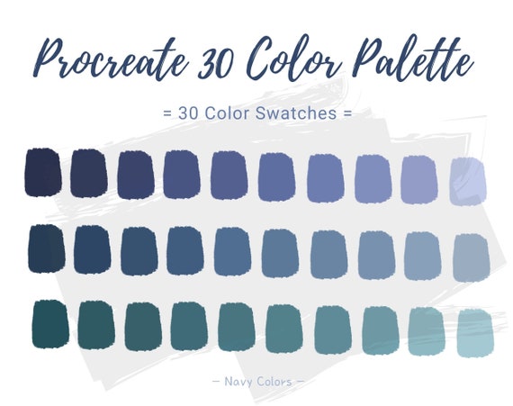 30 Color Palette Color Swatch Navy watch Procreate | Etsy