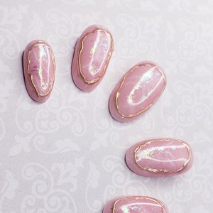 pink and silver/press on nails