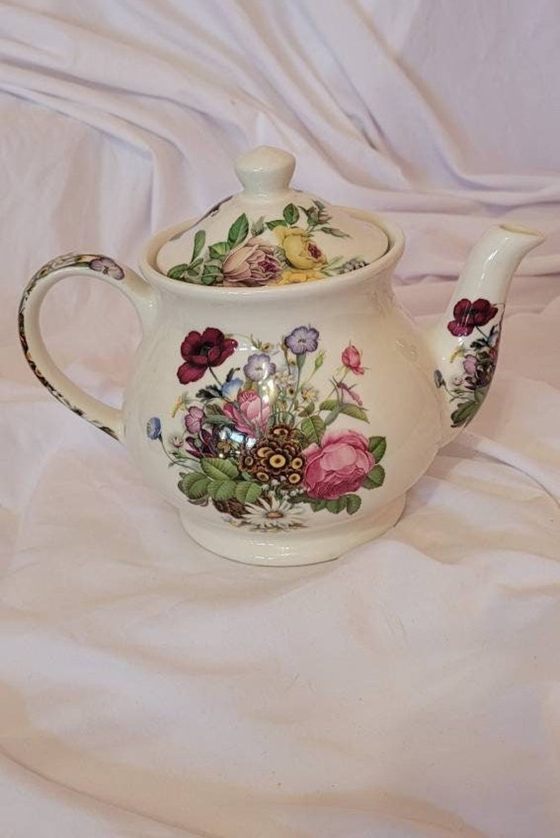 Vintage Sadler England Floral Teapot Etsy