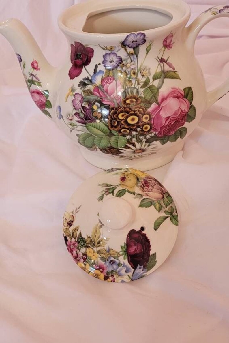 Vintage Sadler England Floral Teapot Etsy