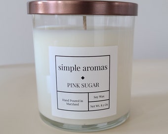 Jar Soy Candle IScape Handmade Scented *Pink Sugar* 11 Oz 