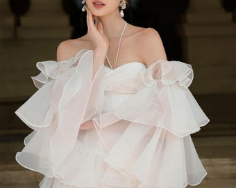 Off White Ruffled Corset Dress: Strapless Crepe Party Dress - Etsy