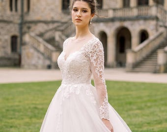 Chantilly Lace Ball Gown | Custom Couture Atelier | Formal Wedding Look