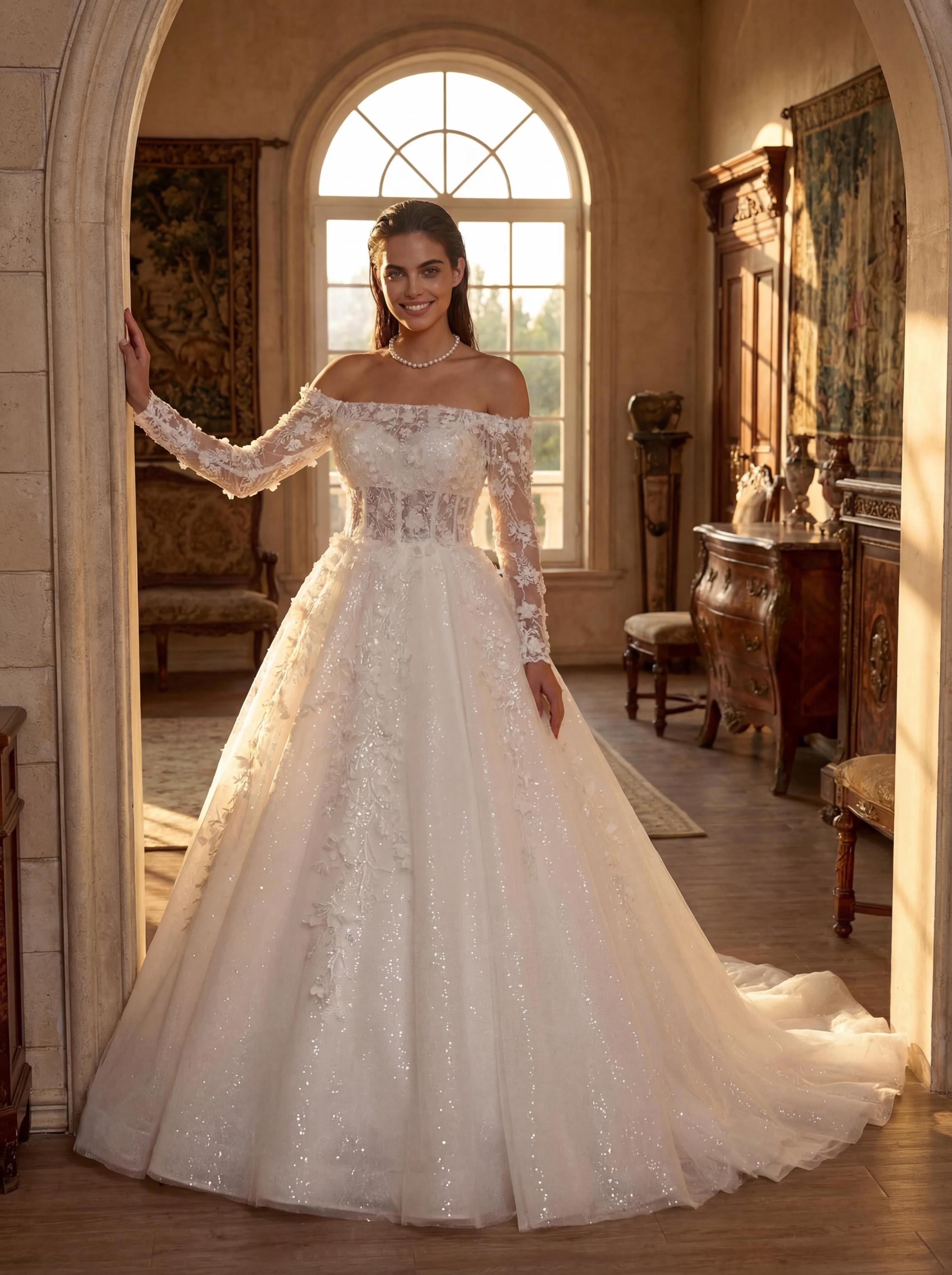 Chantilly Lace Ball Gown | Hand Beaded Bodice | Cathedral Ceremony - Etsy