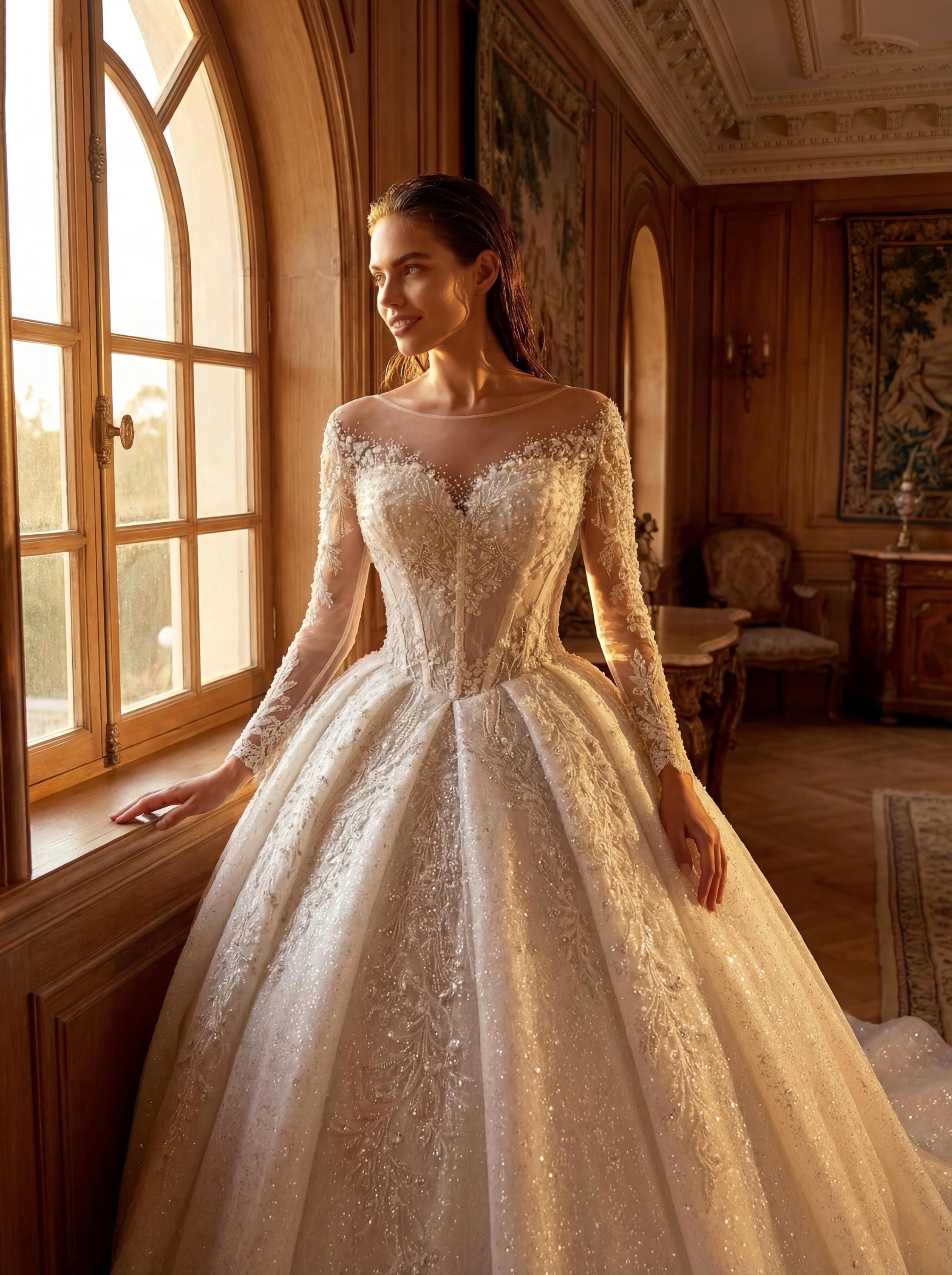 slim fit dress slacks Sophia Tolli A-line Wedding Dress, illusion neckline, chiffon gown main image 1