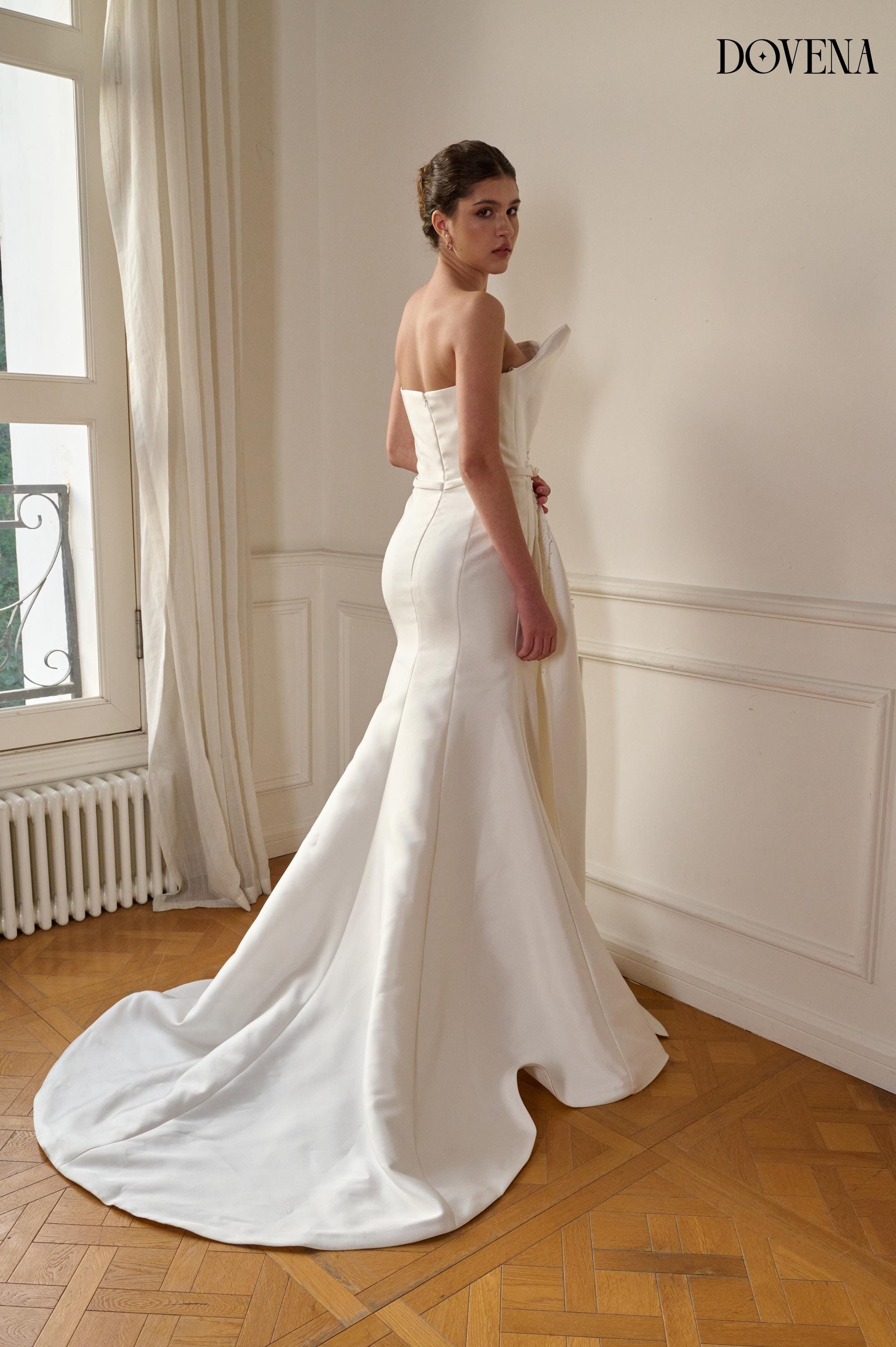Silk Satin Mermaid Gown | Hand Beaded Couture | City Hall Bride - Etsy