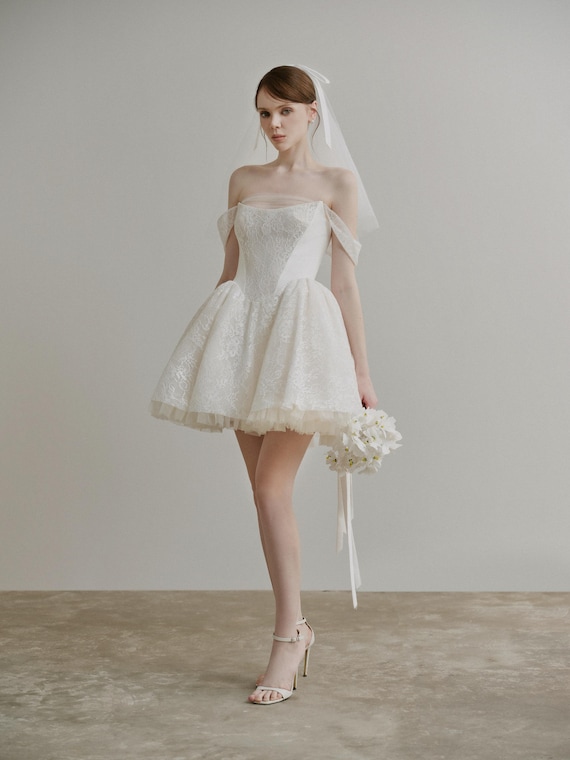 off shoulder tulle skirt mini dress Replying to @Gemma Trying on the dreamiest tulle corset dress #princesscore #royalcore #fairycore #corsetdress #ohpolly